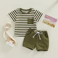 thumbnail image 2 of kpoplk Toddler Kids Boys Clothes 3T-5T 2Pcs Summer Outfits Short Sleeve T-Shirt and Casual Shorts Dinosaur Truck Print(Green,6-12 M), 2 of 4