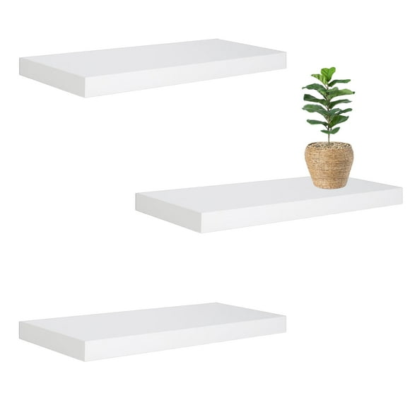 Jessar - Set of 3 Floating Wall Shelves, 23.6" x 9.25" x 1.5", White