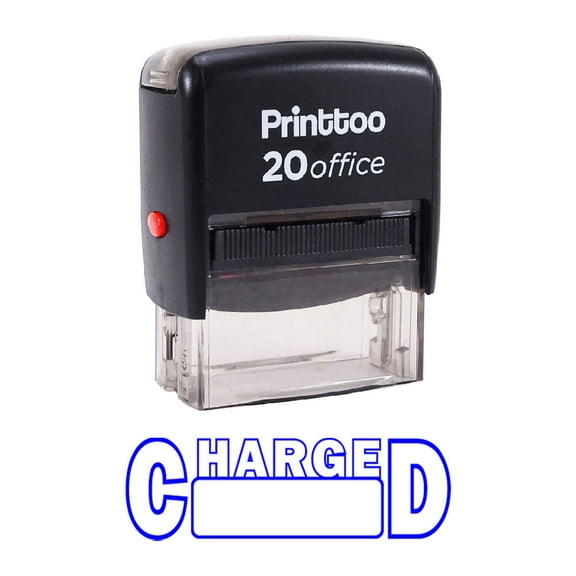 Printtoo Custom Stamp CHARGED Self Inking Rubber Stamp Office Stationary-Blue