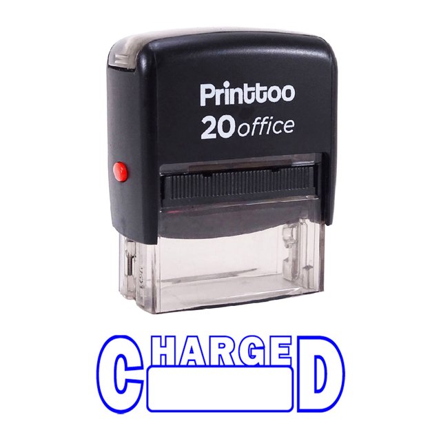 Printtoo Custom Stamp CHARGED Self Inking Rubber Stamp Office Stationary-Blue