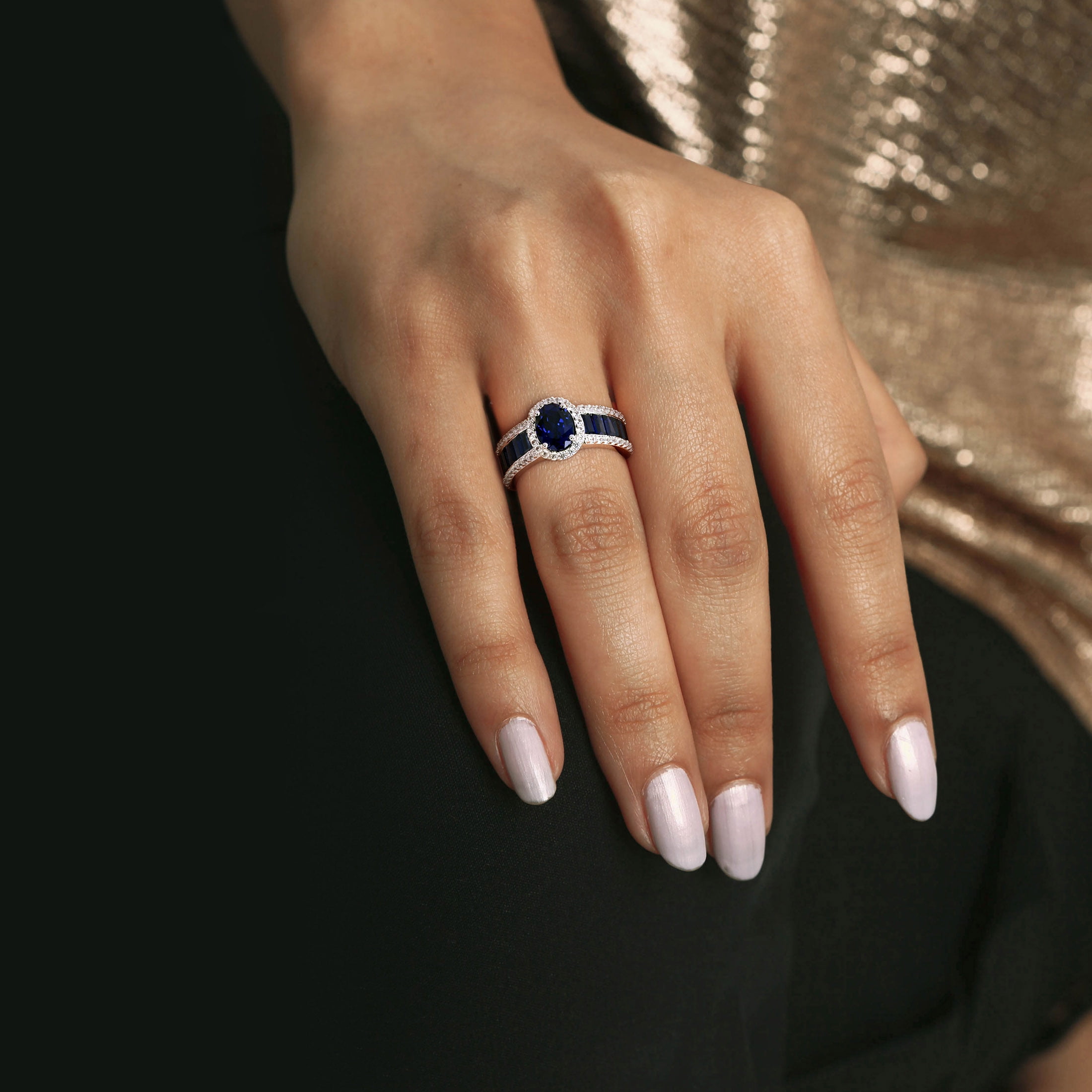 Everly Women's Created Sapphire Sterling Silver Ring