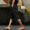 thumbnail image 2 of Women's Summer Solid Color Side Lace Hollow Lace Drawstring Pocket Casual Cropped Pants, 2 of 5