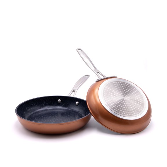 Nuwave Cookware Set - 2PC Rustic Copper Duralon Blue Ceramic Non-Stick Cookware Set
