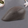 thumbnail image 4 of dianhelloya Warm hat Newsboy Cap Retro Soft Comfortable Waterproof Solid Color Keep Warm Faux Leather Winter Thermal Men Beret Flat Hat for Outdoor Black, 4 of 7