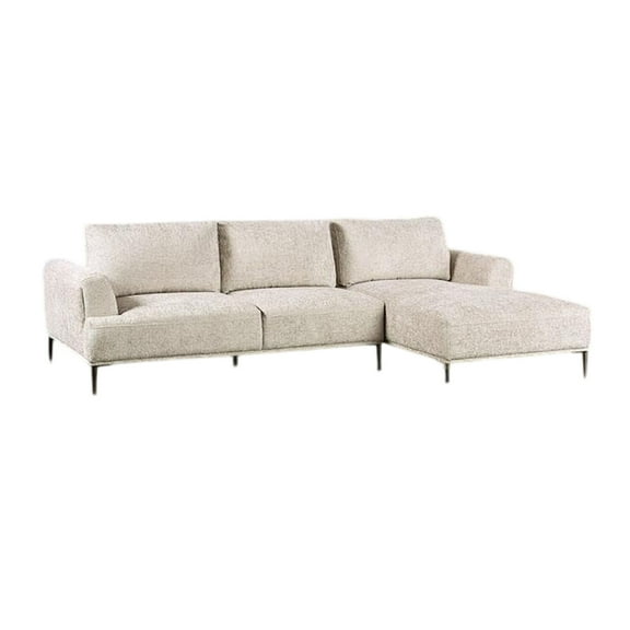 Batty L Sectional Chaise Sofa, Brown Chenille 113 Inch, Adjustable