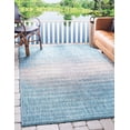 thumbnail image 1 of Unique Loom Tapis d'Intérieur et d'Extérieur à Tissage Plat, 5 x 8 Pi, Bleu Aqua/beige, Collection Moderne, 1 of 2