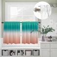 thumbnail image 5 of Kitchen Window Curtains Valance and Tier Set, Turquoise Orange Gradient Rod Pocket Tier Curtain Valance Set, Modern Minimalist Art Light Filtering Cafe Curtains for Bedroom Living Room, 5 of 9