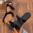 thumbnail image 2 of Xfvqtps Slide Sandals for Womens Flat Double Straps Bow Open Toe Non Slip Beach Summer Sandals Black, 2 of 9