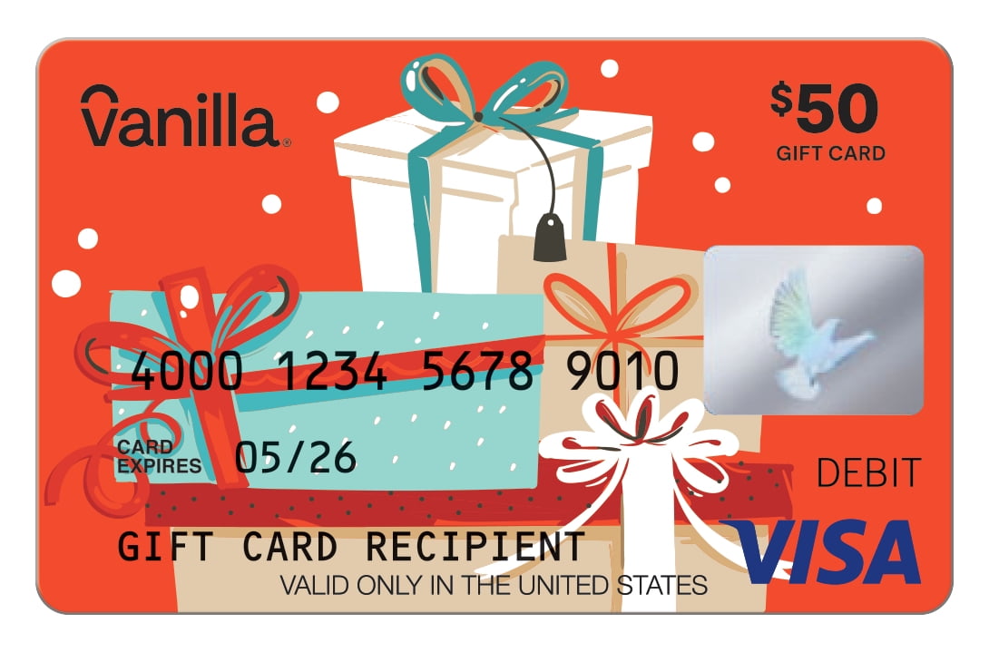 $50 Vanilla Visa Shiny Bow Gift Card