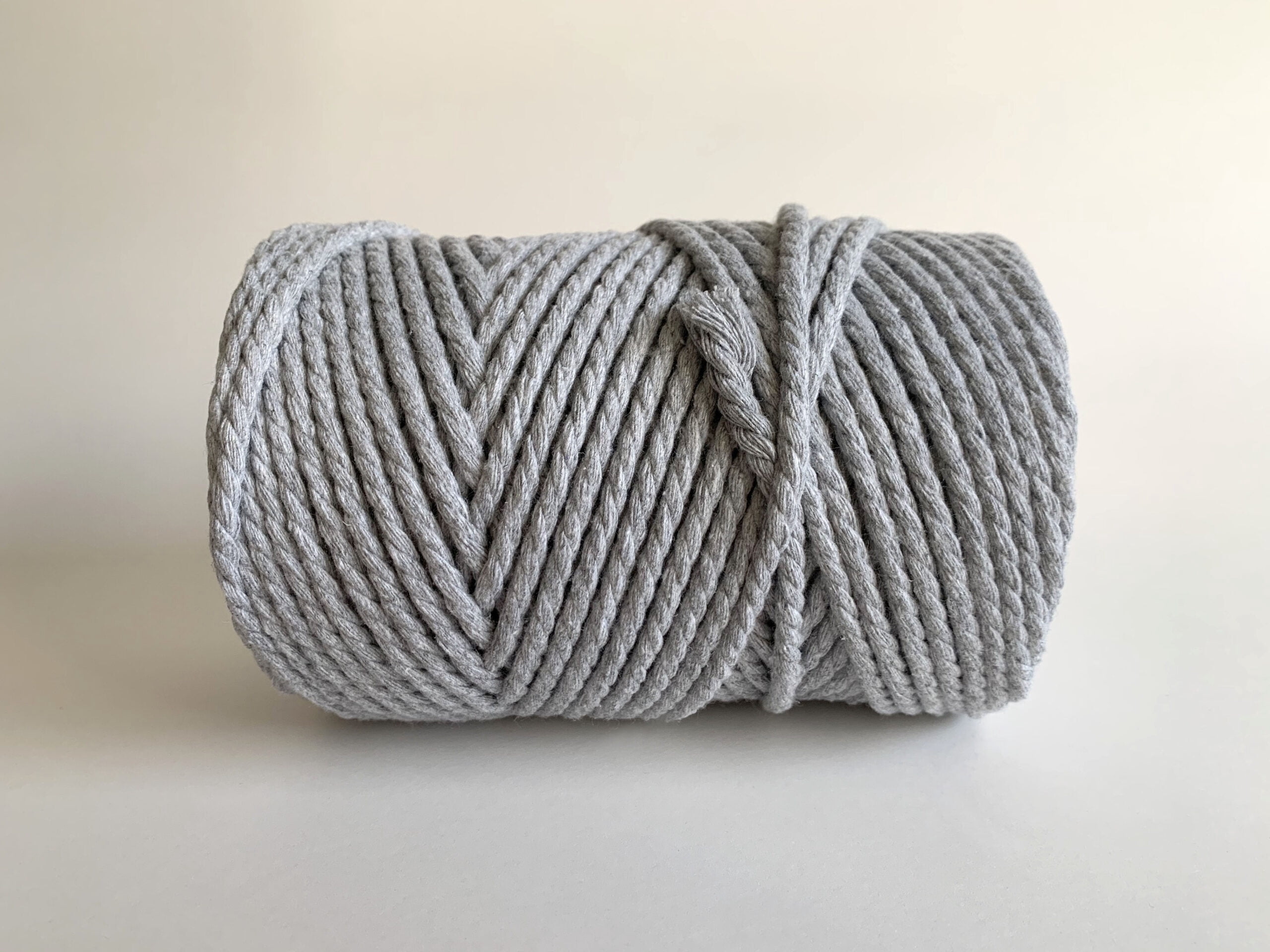5mm 3 Strand Recycled Cotton Macrame Rope - Light Gray