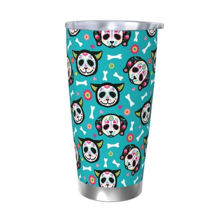 

KLL Cartoon Dog And Cat Print 40oz Stainless Steel Insulated Car Cup with Spillproof Lid - Keep Your Drink Hot or Cold on the Go-Without Straw