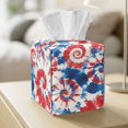 thumbnail image 5 of COEQINE Faux Leather Napkin Tissues Organizer Square Tissue Holder Easy Refill Table Dryer Sheet Dispenser for Bedroom Dresser Nightstand 4th of July Decor, American Flag Tie-dye, 5 of 7