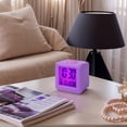 thumbnail image 2 of REGALWOVEN Digital Alarm Clock LED Colorful Light, Ascending Sound, Snooze Function for Bedroom/Dorm Purple 3.1"L x 2.6"W x 3.1"H, 2 of 6