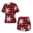 thumbnail image 5 of Naloa Snowflakes On A Buffalo Plaid Women's Short-Sleeved Pajama Set, Loungewear, Summer pajamas, Breathable Cozy - Large, 5 of 9