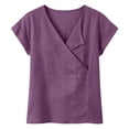 thumbnail image 6 of Cotton Linen Shirts for Women Summer V Neck Linen T Shirts Top Womens Casual Solid Loose Fits Lightweight Breathable Comfy Short Sleeve Tee Shirts, 6 of 6
