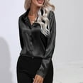 thumbnail image 5 of Oksale Women's Satin Silk Blouses Casual Button Down Shirts Loose Long Sleeve Tee Blouse Solid Color Office Work Tunic Tops 2025, 5 of 7