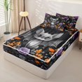 thumbnail image 2 of Homewish Cute Bat Wreath Zipper Twin Comforter Sets with Fitted Sheet and 2 Pillowcases for Kids, Rose Pumpkin Maple Leaf Zipper Bedding Set, Halloween Reversible, 4 Pieces, 2 of 6