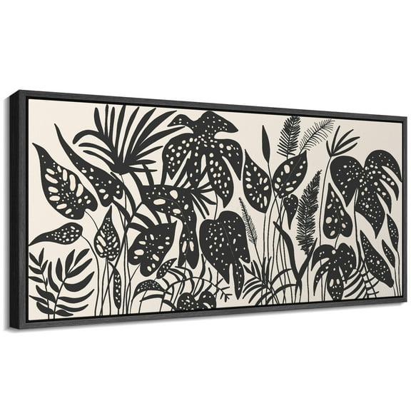 Large Framed Canvas Print Black & White Thicket Wall Art Decorative Ready to Hang Painting for Living room Bedroom - 60"x30" Black Frame