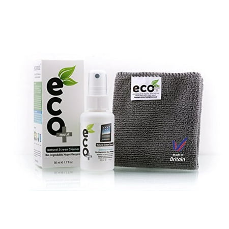 EcoMoist Natural Organic Screen Cleaner with Microfiber Cleaning Cloth Best Spray Kit For TV Computer Laptop Lcd (Best Thing To Clean A Tv Screen)