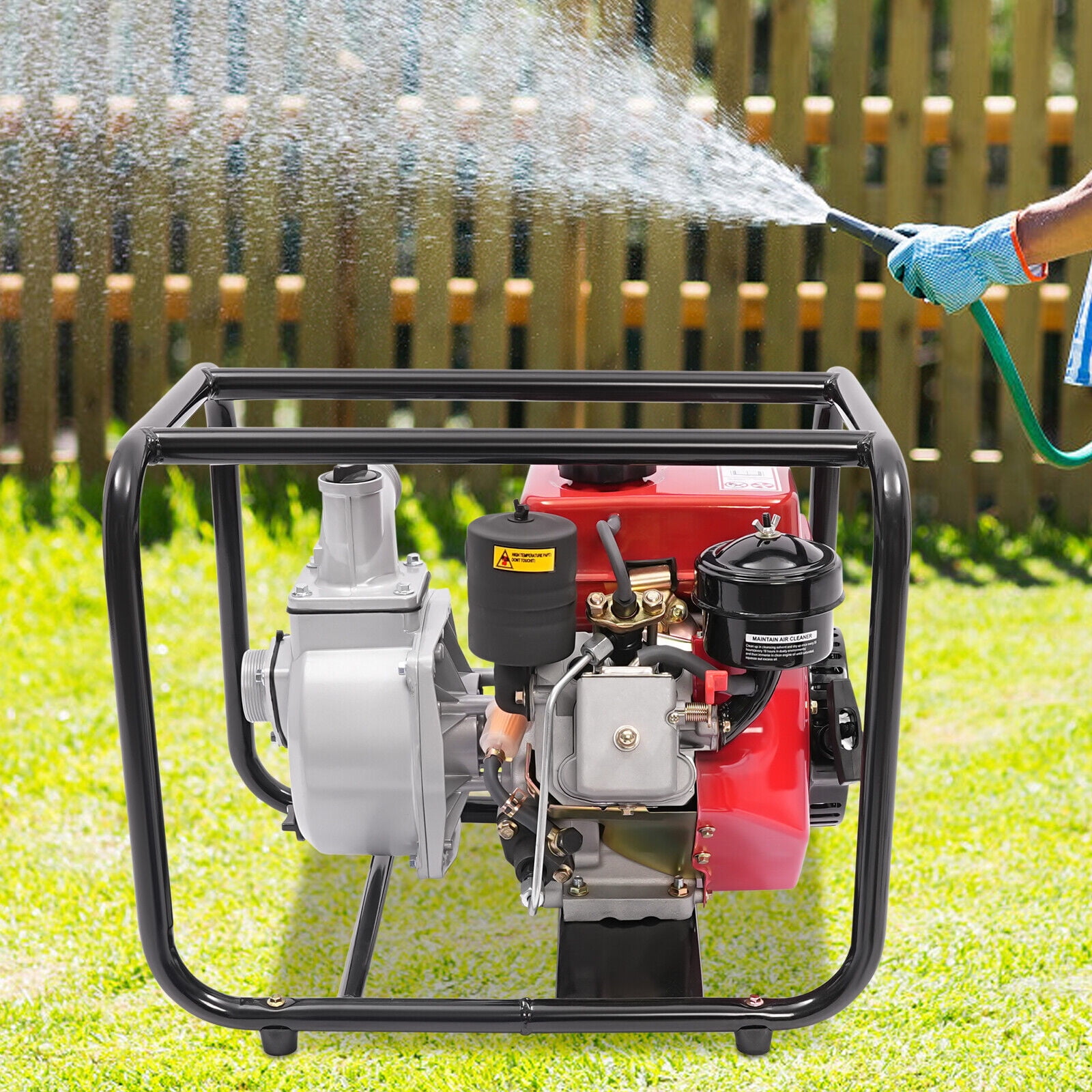TFCFL 196CC 2'' Water Pump with 7.5m Pipe 4L Diesel Powered Water Transfer Irrigation Pump 3600rpm