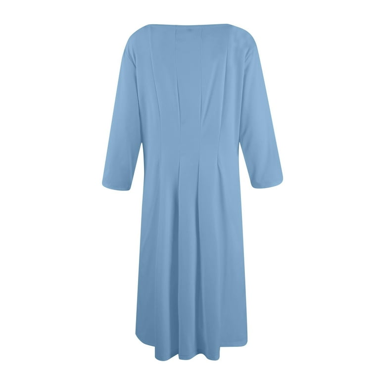 Evdexr 3/4 Sleeve Fit and Flare Dresses for Women Solid Color A Line Flowy Dress Crew Neck Casual Midi Dress with Pockets Light Blue S - Walmart.com Evdexr 3/4 Sleeve Fit and Flare Dresses for Women Solid Color A Line Flowy Dress Crew Neck Casual Midi Dress with Pockets Light Blue S - Walmart.com