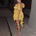 thumbnail image 5 of adviicd Robes de Vacances pour Femmes Robe d'Été à Encolure Carrée Ligne A Fluide Courte Mini Robe de Plage Fête Jaune,S, 5 of 5