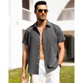 thumbnail image 3 of Camisa Alimens & Gentle Linen de manga corta con botones, color negro, 3 of 5