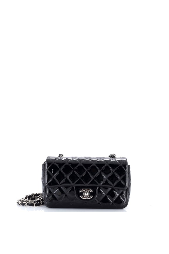 Pre-Owned Classic Single Flap Bag Quilted Patent Mini By Rebag