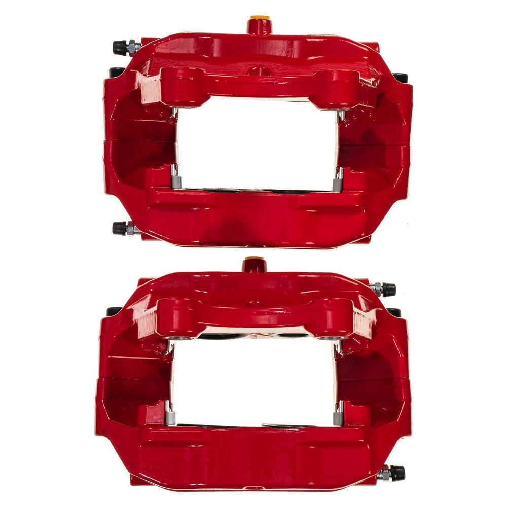 PowerStop S3858 Powder Coated Brake Caliper Pair - Front Red