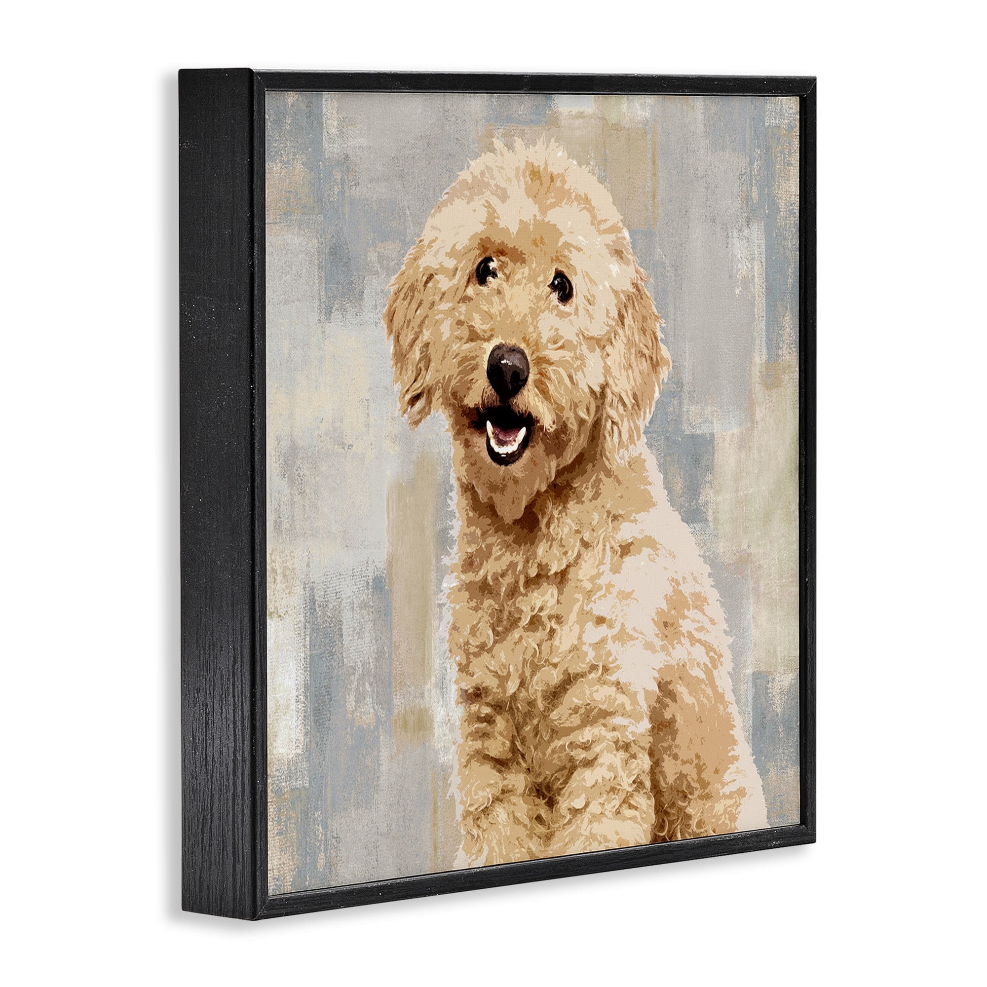 Stupell Industries Smiling Labradoodle Dog Patchwork Grey Beige Pattern, 24 x 24,Design by Keri Rodgers