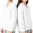 thumbnail image 4 of AUDeals Boys Girls Knit Cardigan V-Neck Long Sleeve Button Sweater Knitted Cotton School Uniform Preppy Fall Ribbed Sweater Jacket Tops (White, 11-12 Years), 4 of 7
