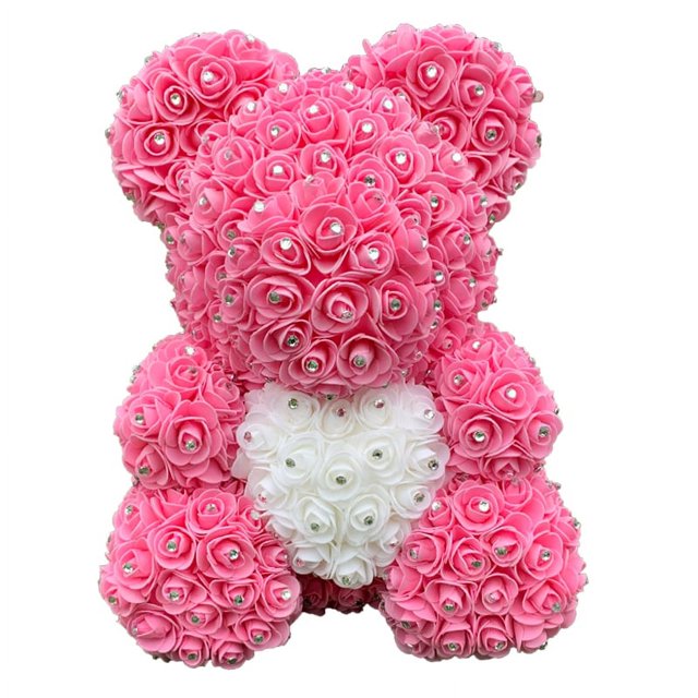 Oso rosa de hello kitty, regalo de Navidad, peluche de flores artificiales hecho a mano con caja de regalo Senna para boda del Día de San Valentín