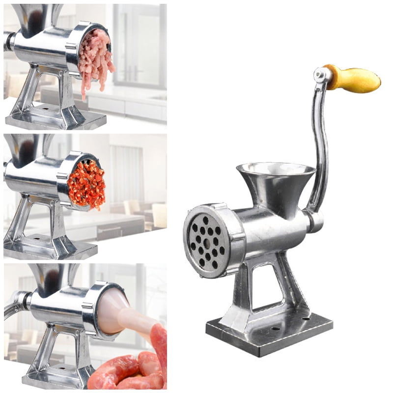 Manual Meat Mincers Sausage Stuffer Maker Meat Grinding Machine for Meats Pork Beef Noodles Pepper Hand-Operated Hot Dog Maker Stainless Steel Meat Grinder with Sausage Stuffing Filling Tubes 