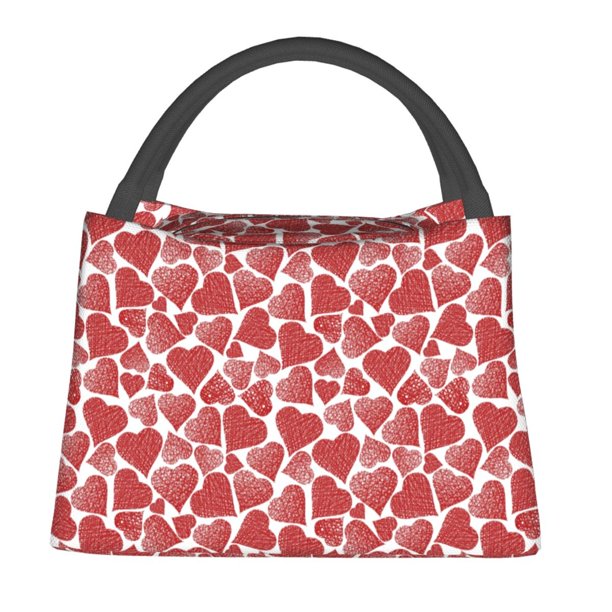 Easygdp Hearts Bolsa de Almuerzo Insulada Reutilizable, Bolsa de Mano y Bandolera para Oficina, Trabajo, Viajes