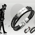 thumbnail image 6 of Personalized Leather Braceletfor Men, Stainless Steel Braided Bracelet Men's Wristband, Customized Engraved Your Text Birthday Wedding Anniversary Christmas Gifts, 6 of 8