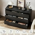 thumbnail image 4 of 6 Drawers Black Dresser for Bedroom, Wood Large Double Dresser with Hidden Handles, Modern Dressers & Chests of Deep Drawers for Hallyway, Entryway, 4 of 14