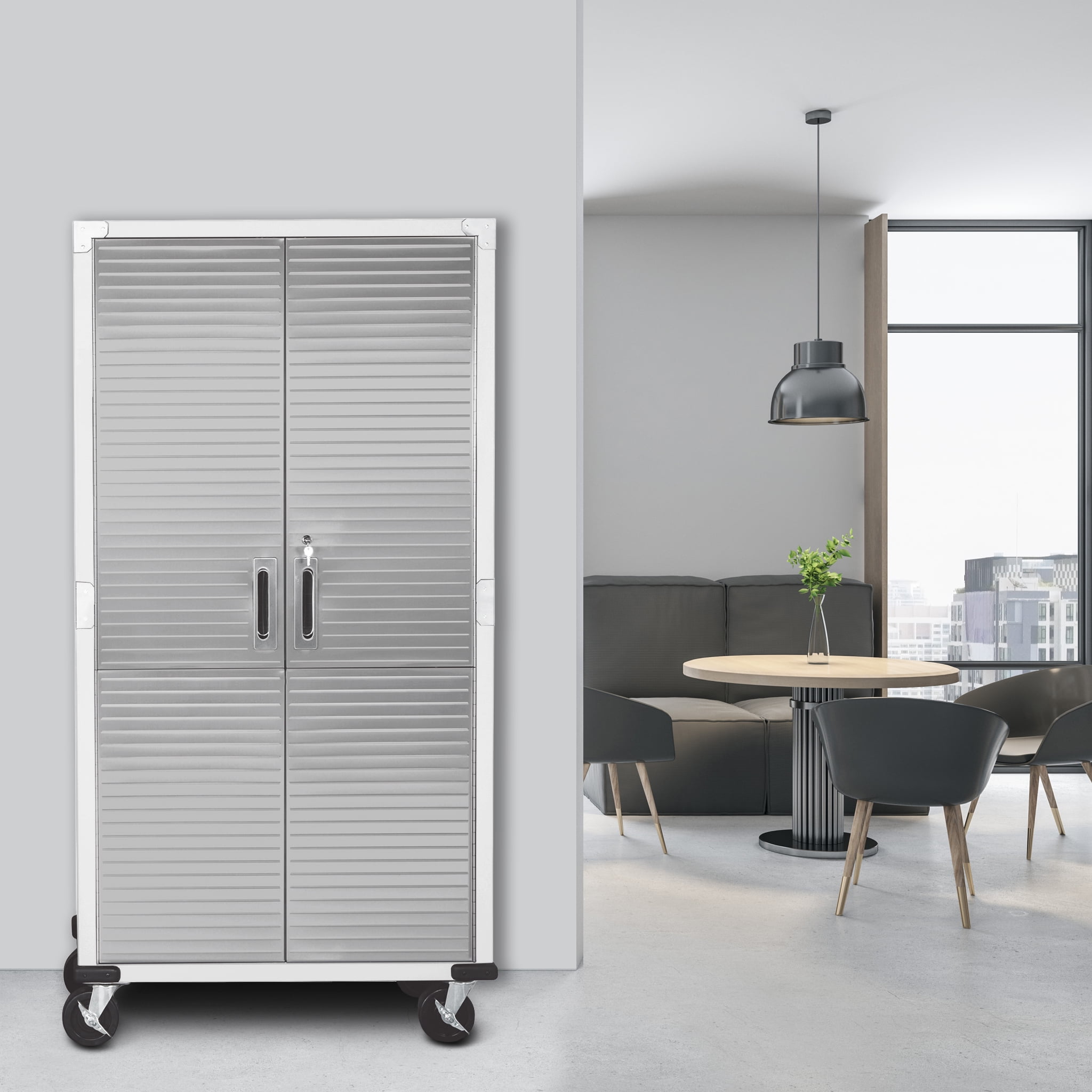Seville Classics UltraHD® Rolling Storage Cabinet, 36" W x 18" D x 72" H, White