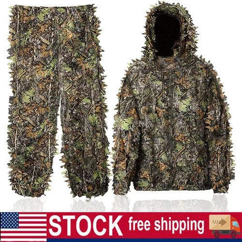 Amar Tool Outdoor Camo Ghillie Suit 3D Leafy Camouflage Clothing Jungle Woodland Hunting