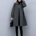 thumbnail image 4 of Plus Size Plaid Vintage Outerwear for Women Lapel Long Sleeve Mid Length Jacket Coats 2024 Warm Winter Outfits with Pockets, 4 of 7
