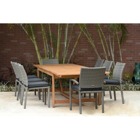 Amazonia Amoise Teak Finish 9 Pieces Extendable Rectangular Patio Dining Set
