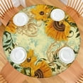 thumbnail image 2 of Waterproof Round Elastic Tablecloth Sunflower Design Windproof Fitted Picnic Cover, 2 of 5