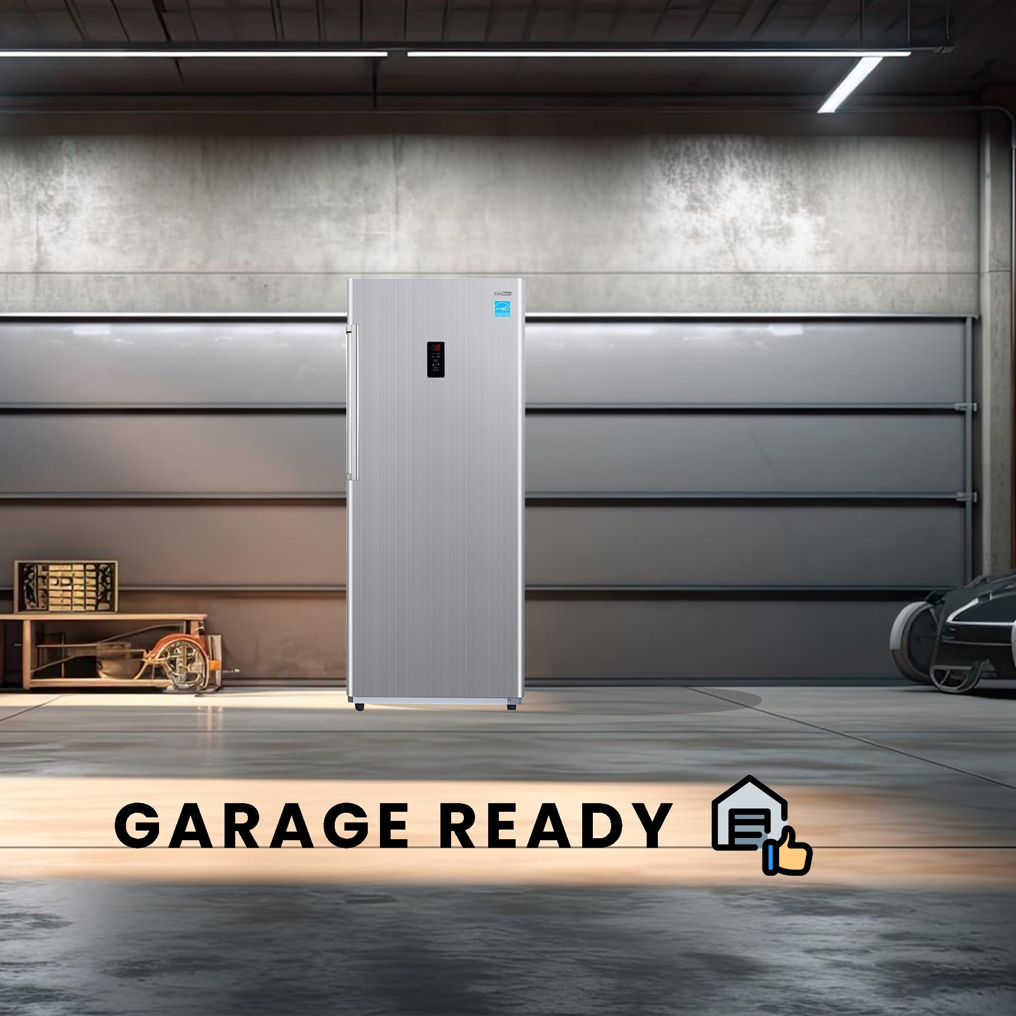 Conserv 14 Cu.ft Garage Ready Convertible Upright Freezer/Refrigerator, Stainless Steel