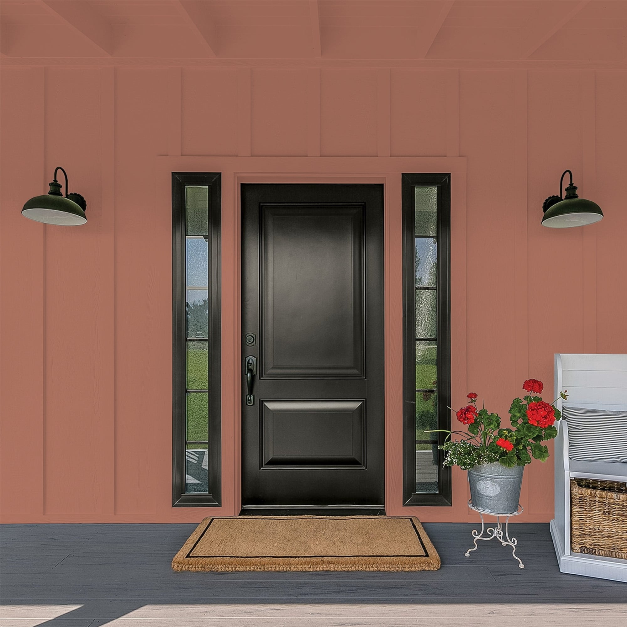 Glidden One Coat Apple Brown Betty / Orange Flat Exterior Paint with Primer, 5 Gallon