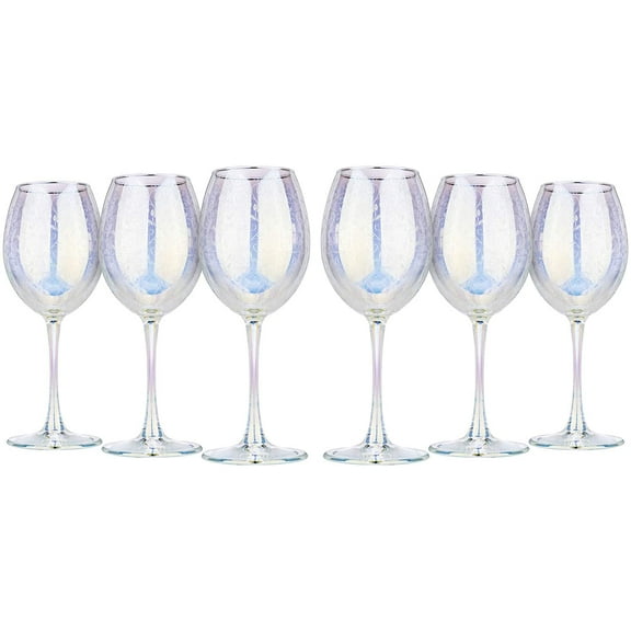 Yellow Spring Rainbow 14.5-Ounce Wine Glasses, Drinking Set for Red and White Wine, Clear Tall Stemmed Drinkware, Elegant Gift for Weddings, Anniversaries, Birthdays, Set of 6