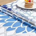 thumbnail image 5 of Round Tablecloth 60 Inch, Spring Summer Dahlia Pinnata Waterproof Table Cloth, Table Cover for Party Picnic Dinner Decor, Blue, 5 of 6