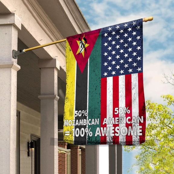 Flag American Half Mozambican Flag Mozambican American Friendship Mozambique U.S.A Patriotic Proud House Flag, Double-Sided Decorative Outdoor Flag, Patriotic Polyester Yard Flag 29.5 x 39.5 in
