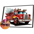 thumbnail image 2 of Pintura de diamante 5D DIY Taladro redondo completo Camión de bomberos Decoración del hogar Arte Artesanía FLhrweasw Nuevo, 2 of 9