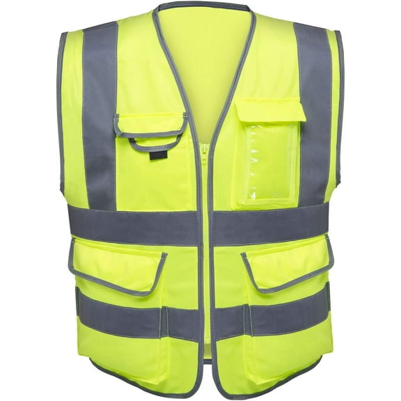 Neiko 53996A XX-Large Ultra Reflective Safety Vest with Reflective Stripes & Zipper, Visibility Strips on Neon Yellow for Emergency, Safety Vest for Men and Women, Adult Safety Vest