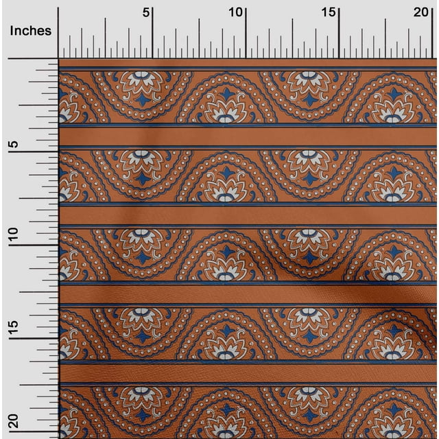 oneOone Silk Tabby Fabric Floral Block Print Sewing Fabric BTY 42 Inch Wide
