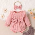 thumbnail image 2 of Staki Baby Girl Fall Romper Long Sleeve Bodysuit, Ultimate Bodysuit Hoodie Baby Girls(RD2,12-18 Months), 2 of 6